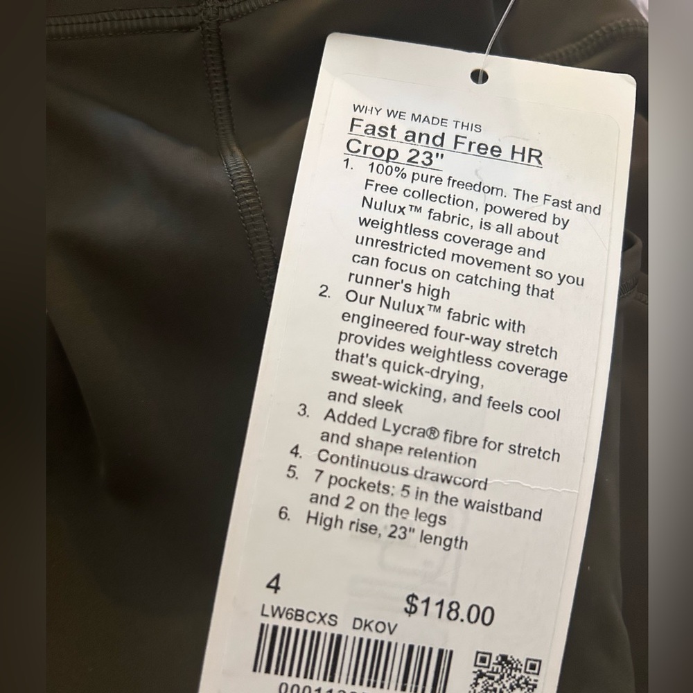 Lululemon Fast and Free High-Rise Crop II 23" - Picture 5 of 5